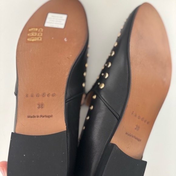 NWOT Black Leather Studded Women’s Loafers - Picture 6 of 8